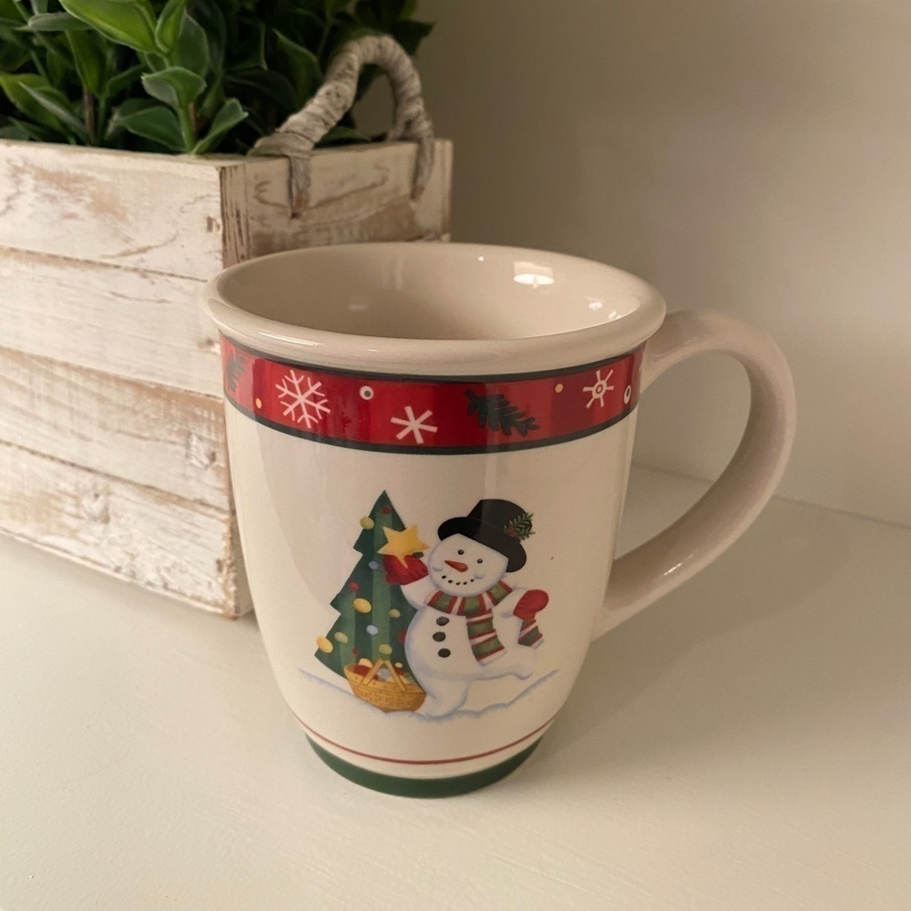 Longaberger Pottery Bluster the Snowman Mug Christmas Tree Cup Holiday